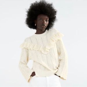 ZARA Long Sleeve Ruffle Sweater